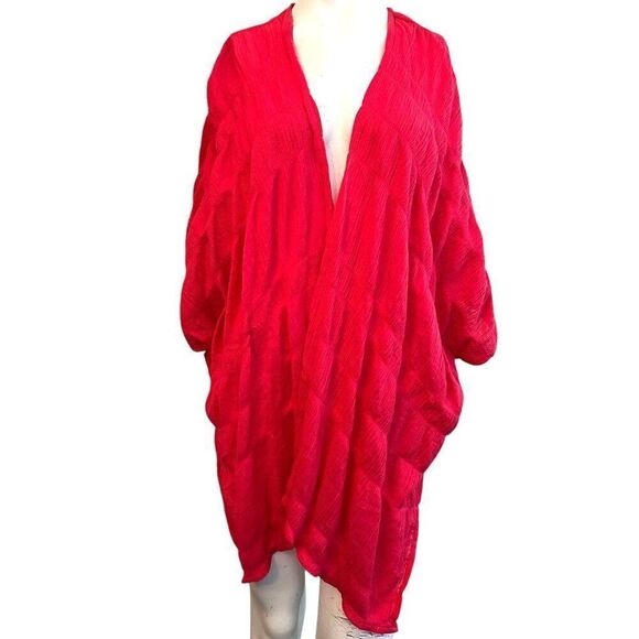 MAURICES One Size Dark Pink Boho Open Front Chiffon Long Cardigan Duster NWT - Picture 1 of 5